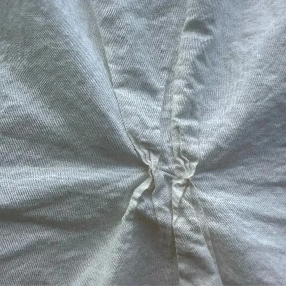 west elm green cream colored duvet cover in good condition some small flaws